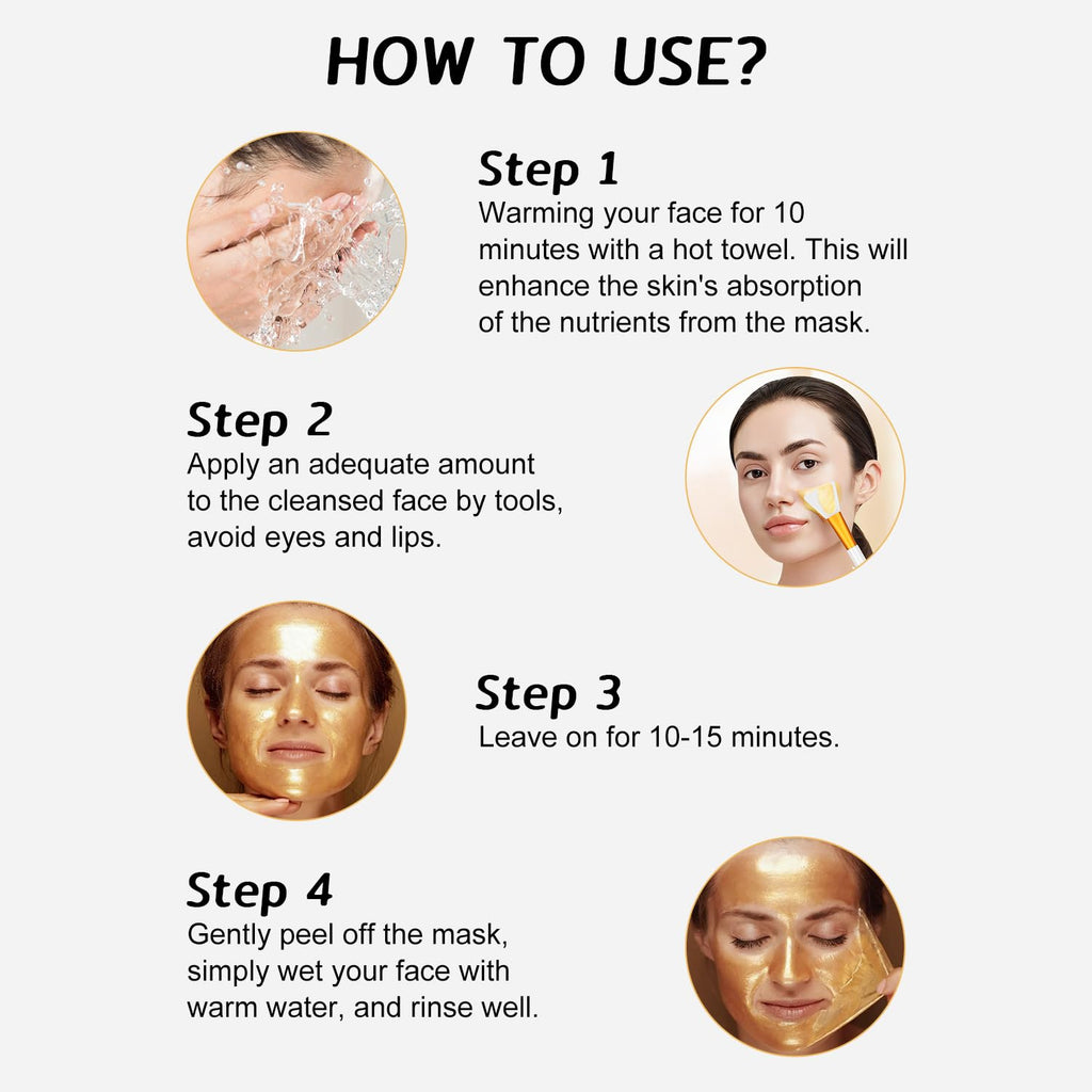 Gold Foil Peel-Off Face Mask – Cleansing & Moisturizing Treatment, 2-Piece Set