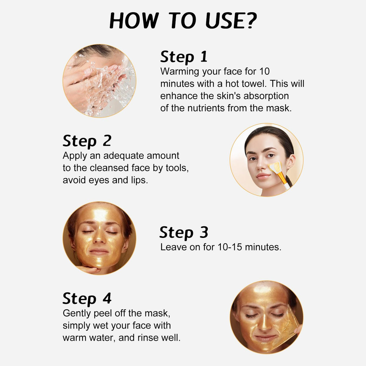 Gold Foil Peel-Off Face Mask – Cleansing & Moisturizing Treatment, 2-Piece Set