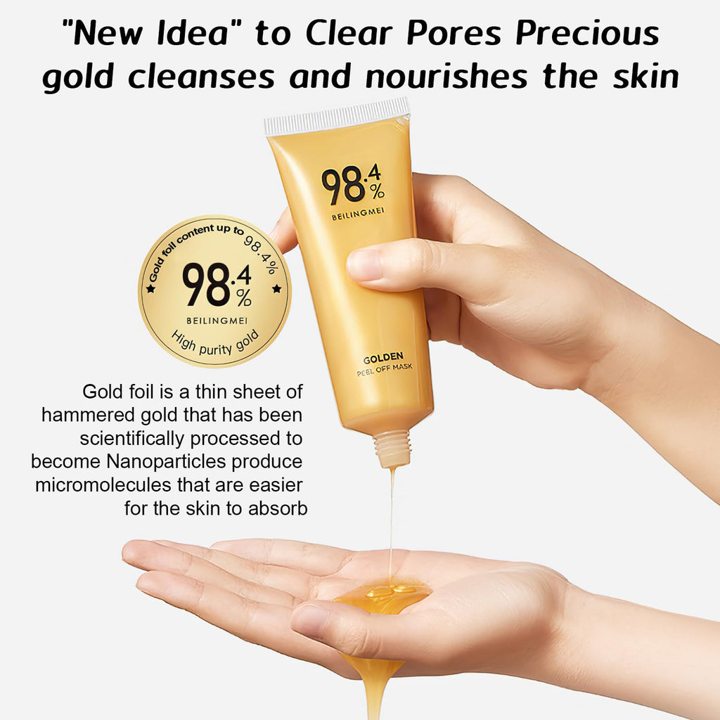 Gold Foil Peel-Off Face Mask – Cleansing & Moisturizing Treatment, 2-Piece Set