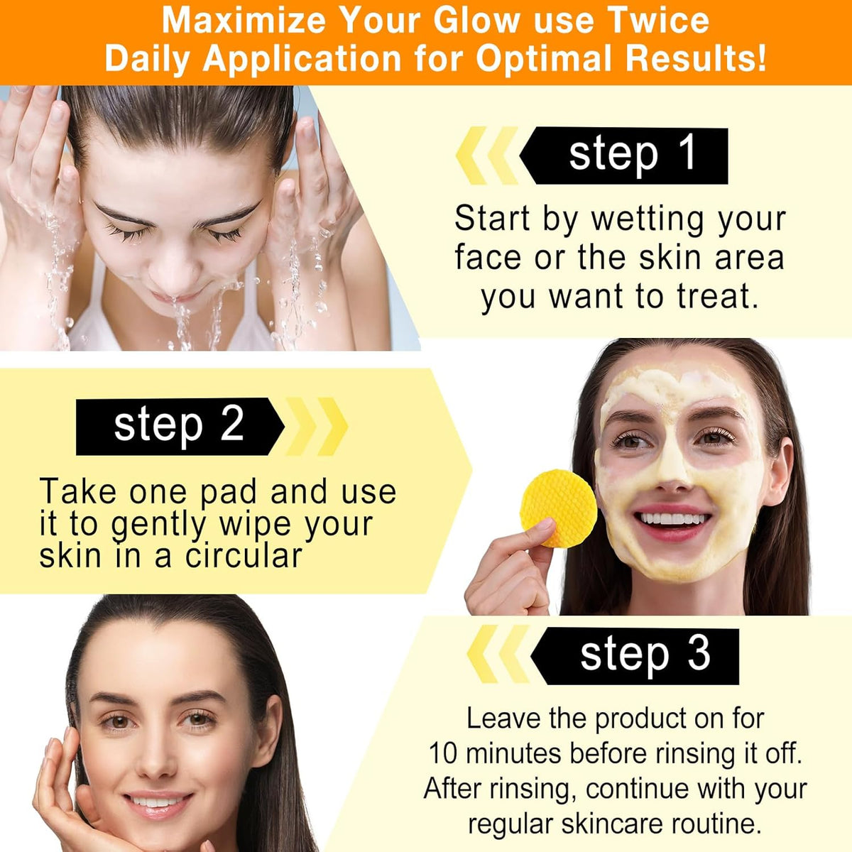 Revitalize Your Skin: Turmeric & Kojic Acid Exfoliating Pads with Vitamin C - 50 Count for Oil Control, Hydration & Dullness Reduction