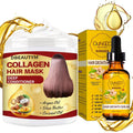 Collagen Hair Treatment Mask & Nourishing Hair Serum Set for Dry, Damaged Hair