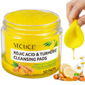 Revitalize Your Skin: Turmeric & Kojic Acid Exfoliating Pads with Vitamin C - 50 Count for Oil Control, Hydration & Dullness Reduction