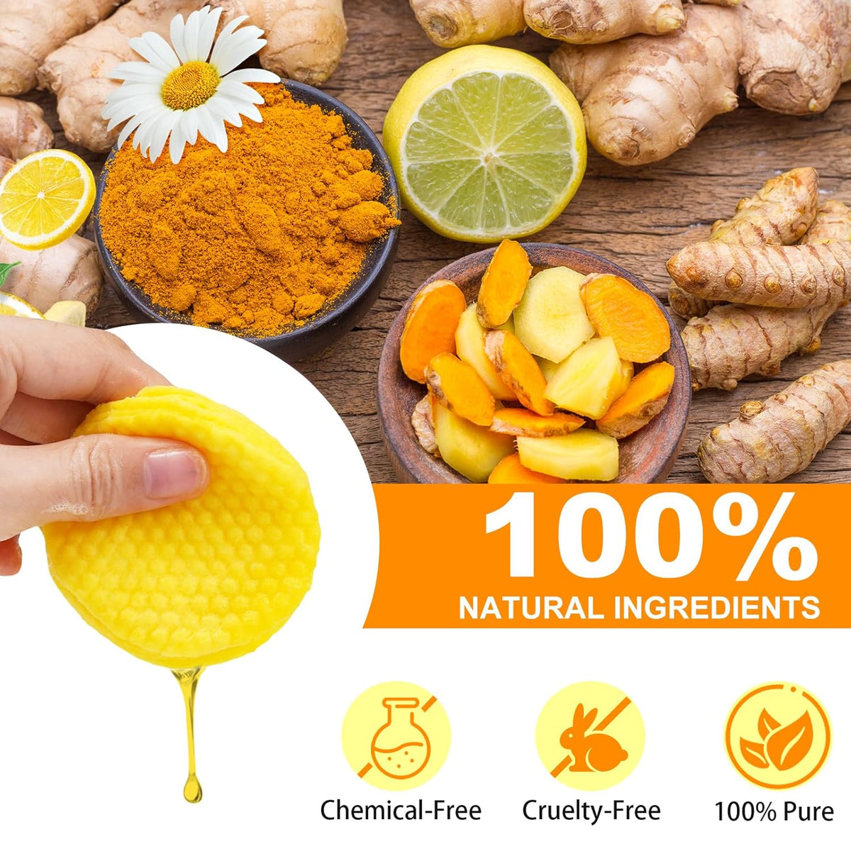 Revitalize Your Skin: Turmeric & Kojic Acid Exfoliating Pads with Vitamin C - 50 Count for Oil Control, Hydration & Dullness Reduction